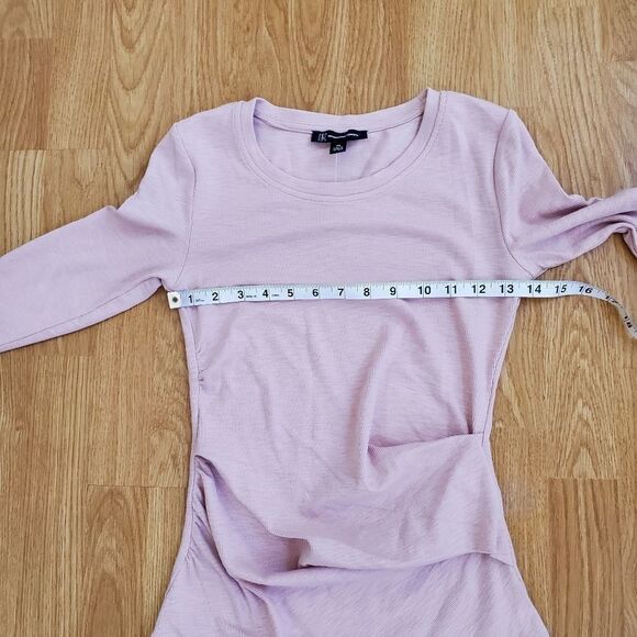 INC Long-Sleeve Draped Ribbed T-Shirt size XS in Pale Mauve - NEW - Picture 9 of 12